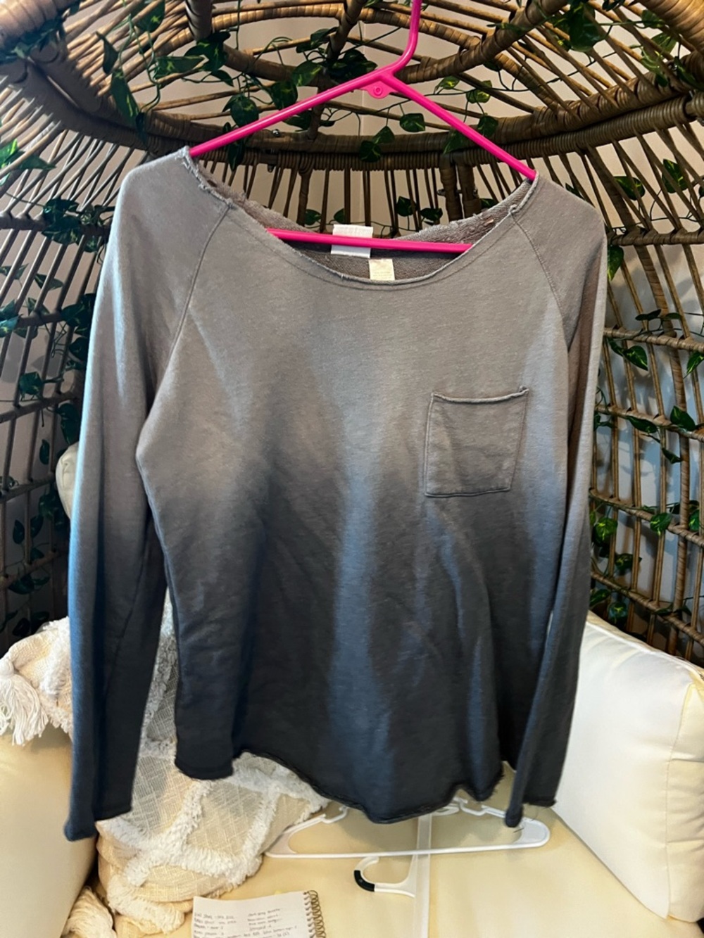 Daytrip Gray Long Sleeve Pocket Sweater